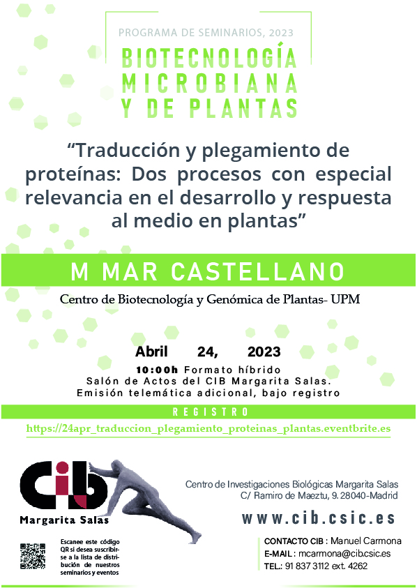 Cartel del seminario de M Mar Castellano del 24 de abril de 2023