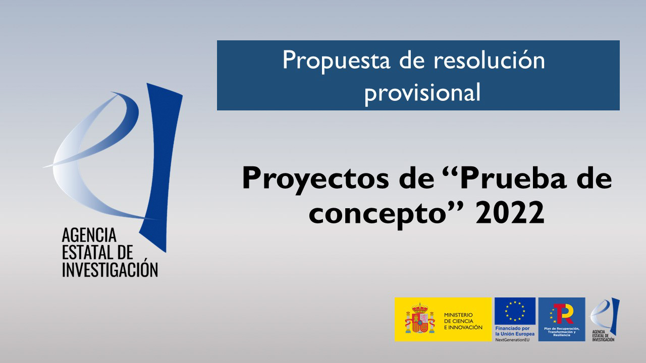 Cartel de concesión provisional de los proyectos de prueba de concepto 