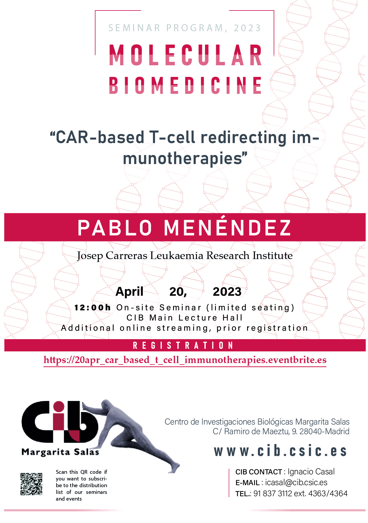 Cartel del seminario Pablo Menéndez que se celebrará el 20 de abril de 2023