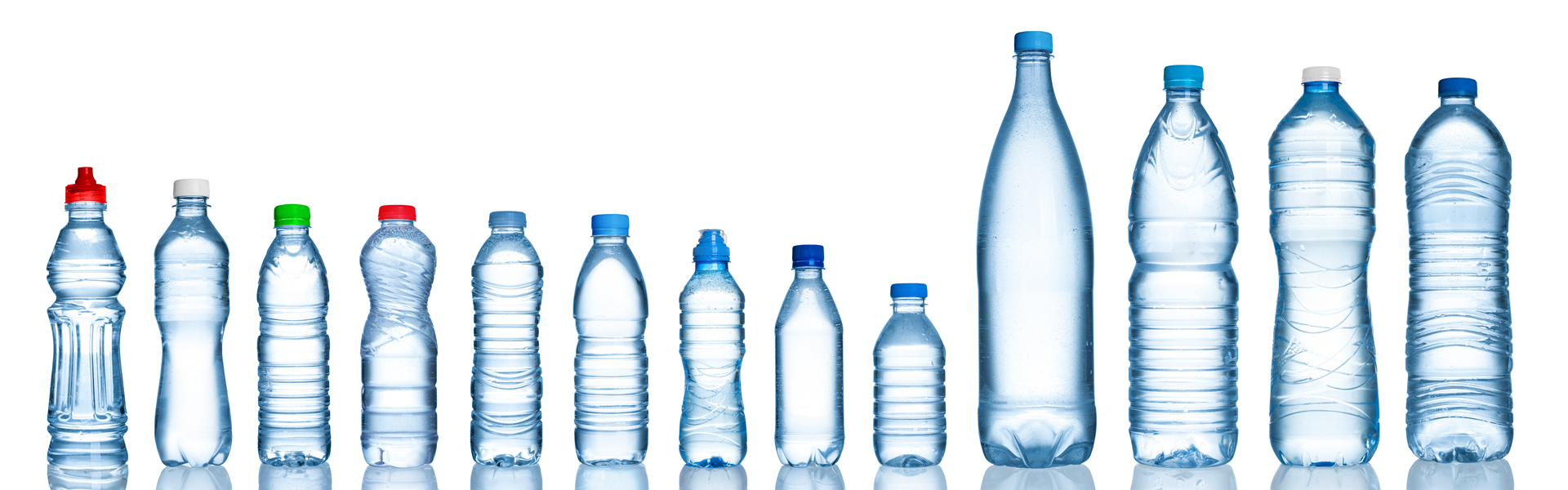 Image with PET bottles of different shapes and sizes