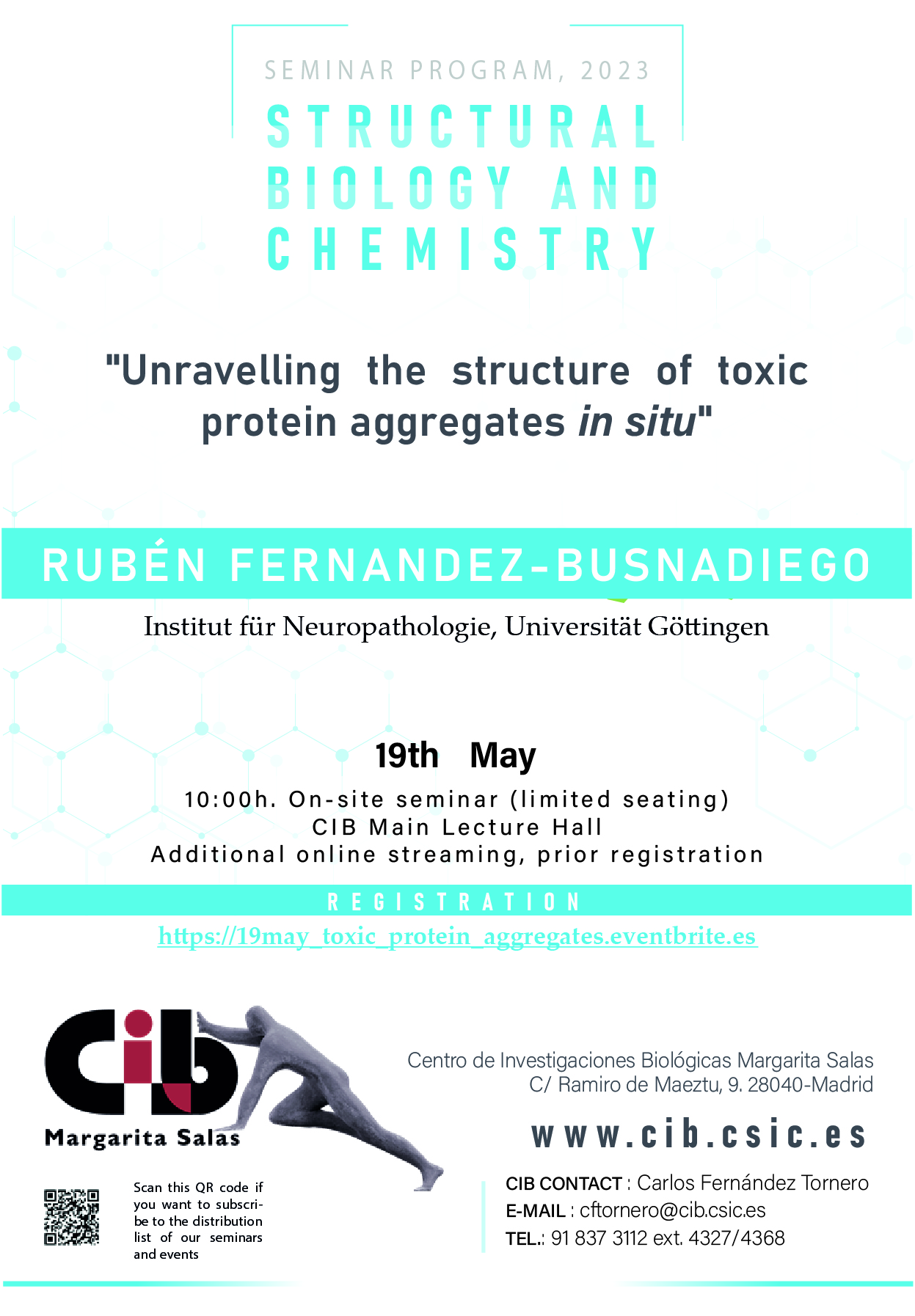 Cartel del seminario de Rubén Fernández-Busnadiego el 19 de mayo de 2023