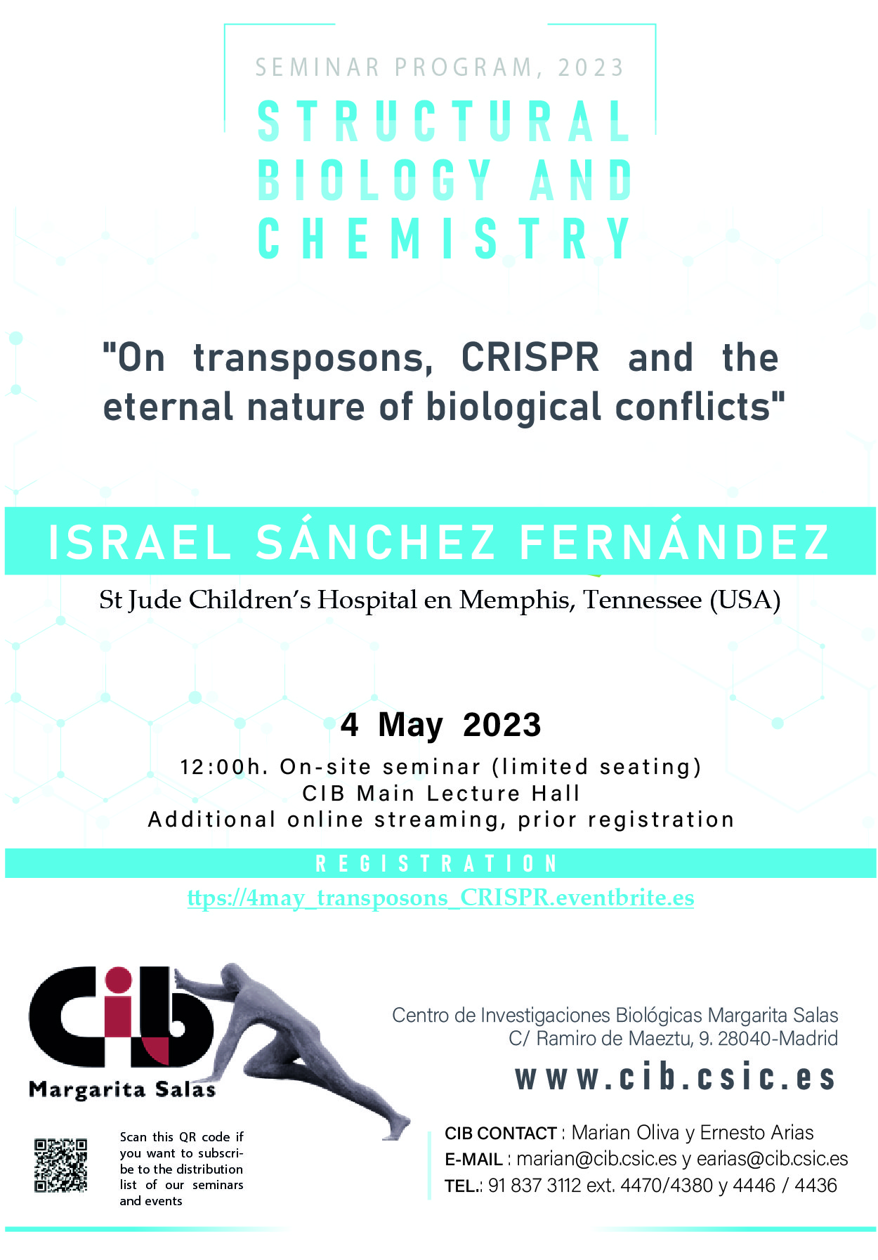 Cartel del seminario de Israel Sánchez que tendrá lugar el 4 de mayo de 2023