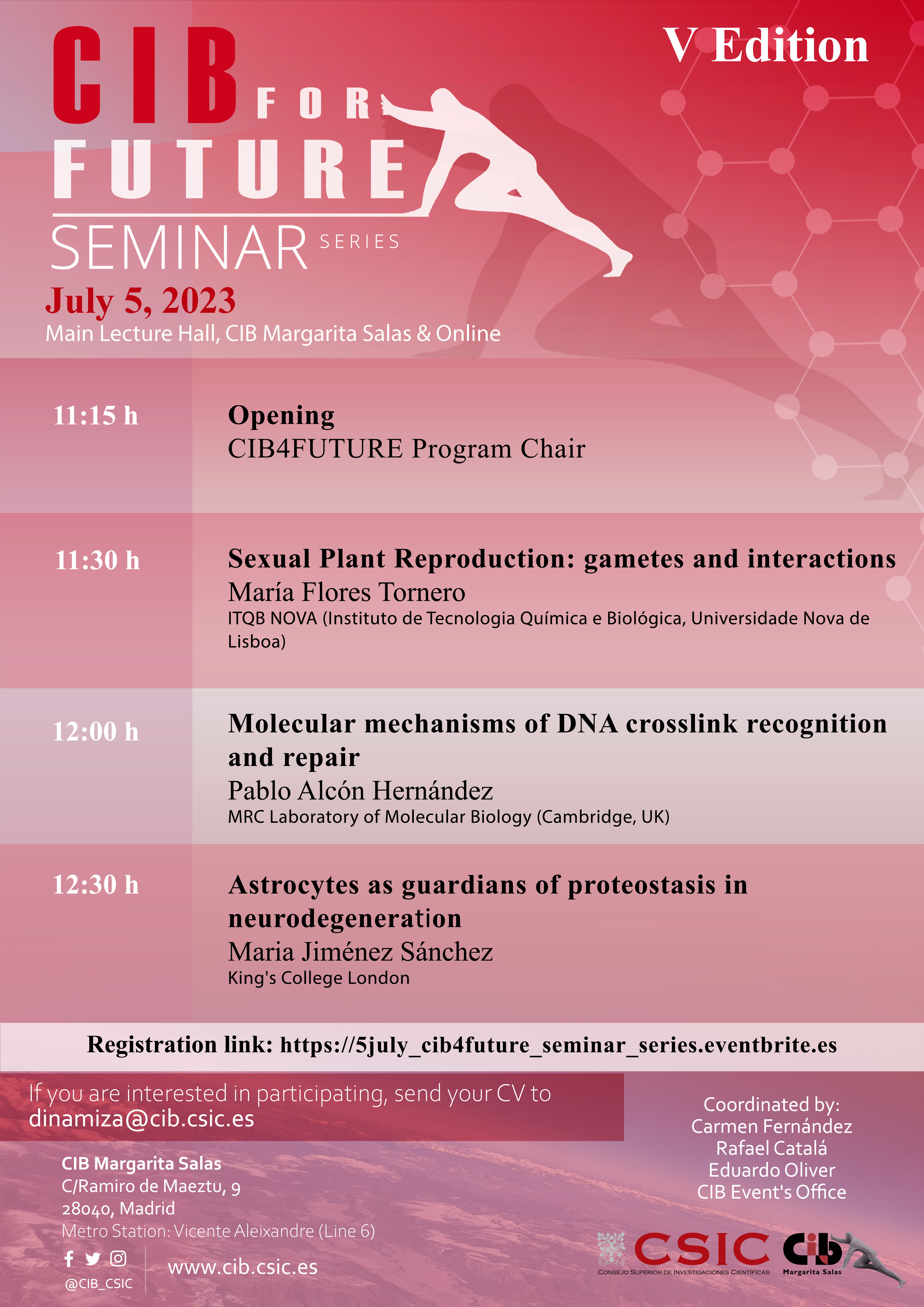 Cartel de la V Edition of CIB4FUTURE Seminar Series que se celebrará el 5 de julio de 2023
