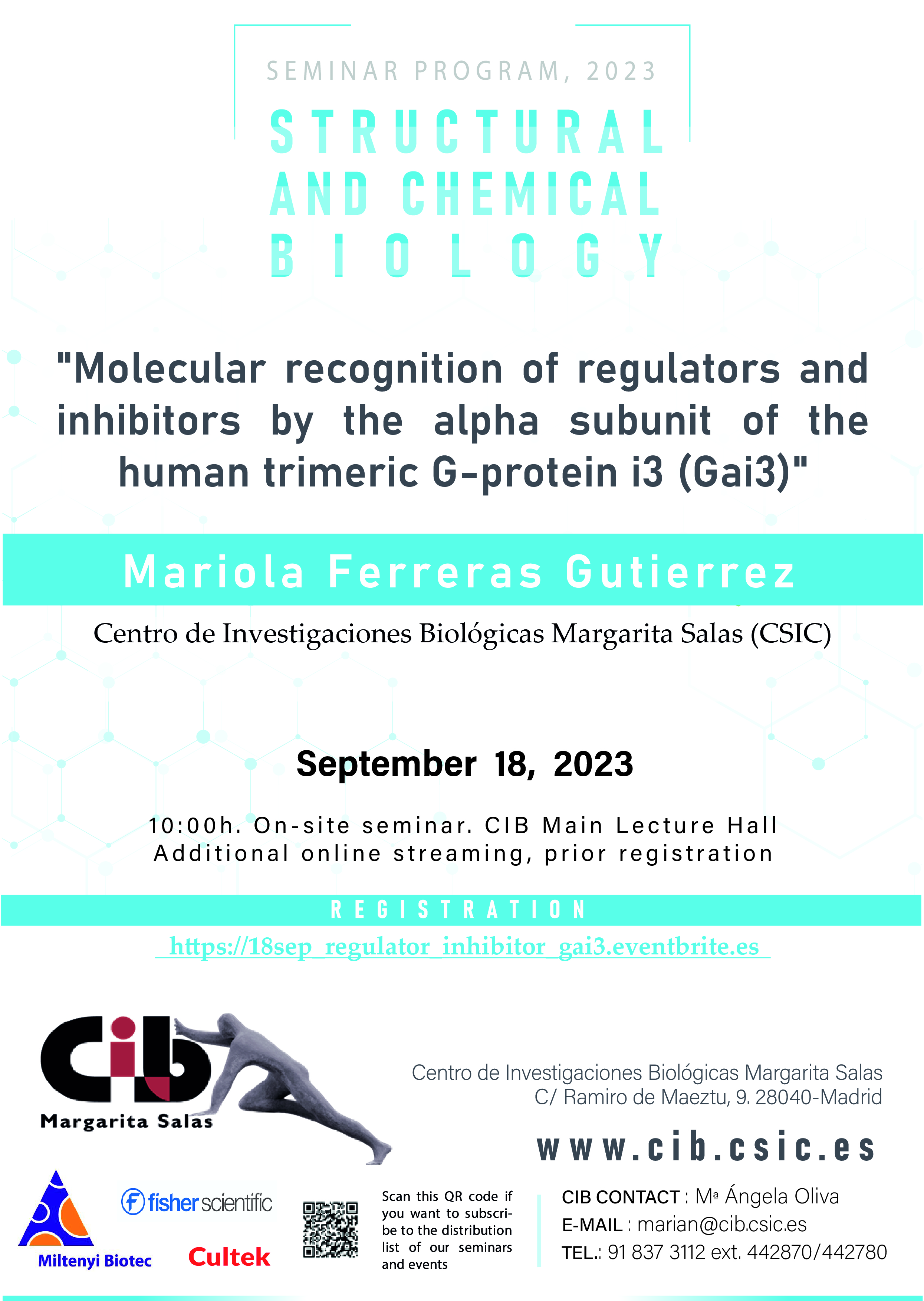 Cartel del seminario de Mariola Ferreras del 18 de septiembre de 2023