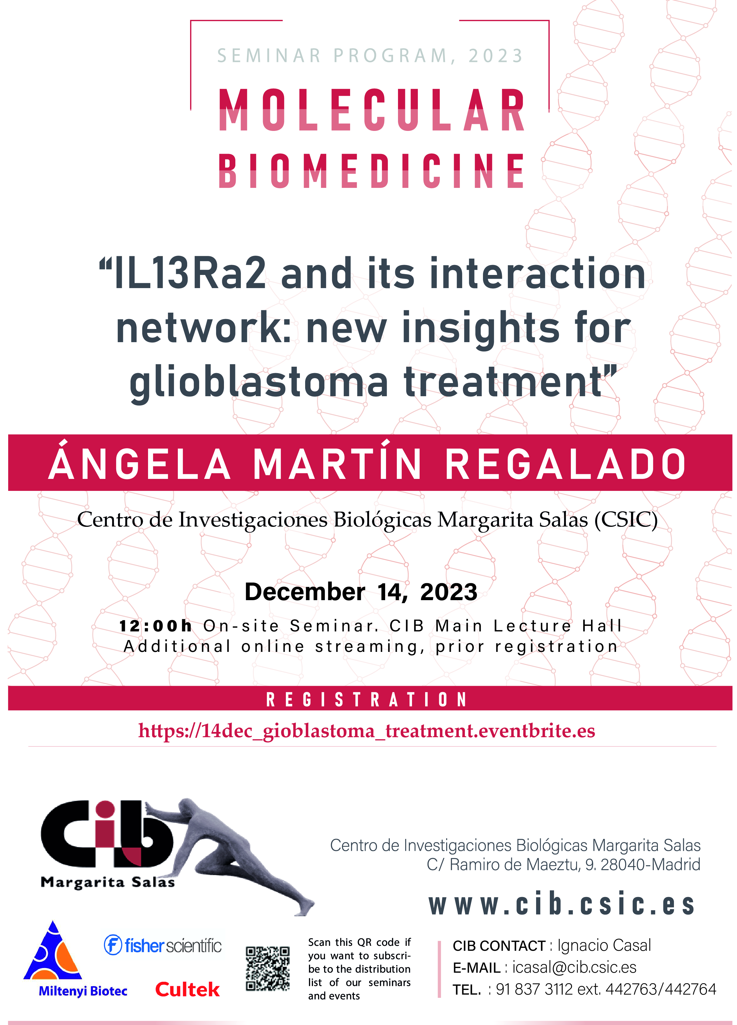 Cartel del seminario de Ángela Martín Regalado del 14 de diciembre de 2023 