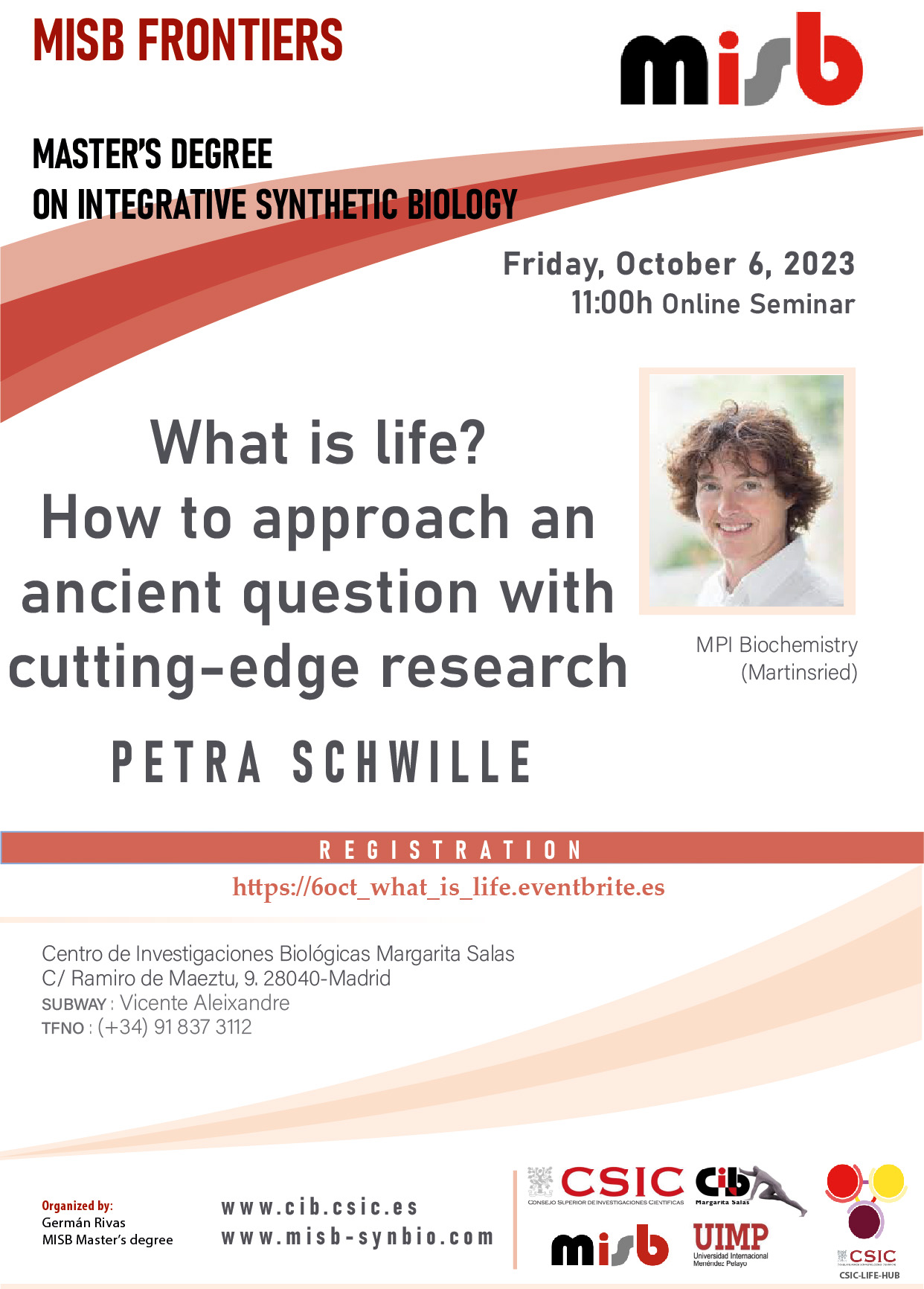 Cartel del seminario de Petra Schwille del 6 de octubre de 2023