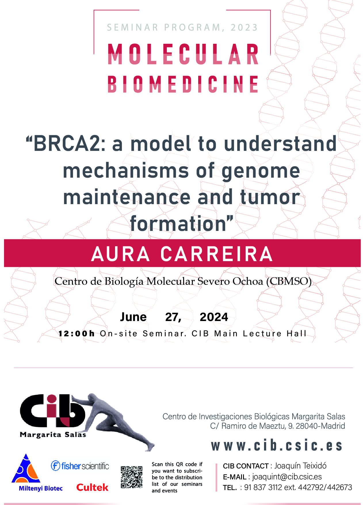 Cartel del seminario de Aura Carreira del 27 de junio de 2024