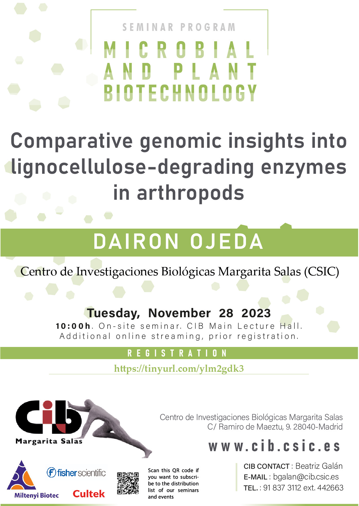 Cartel del seminario de Dairon Ojeda del 28 de noviembre de 2023