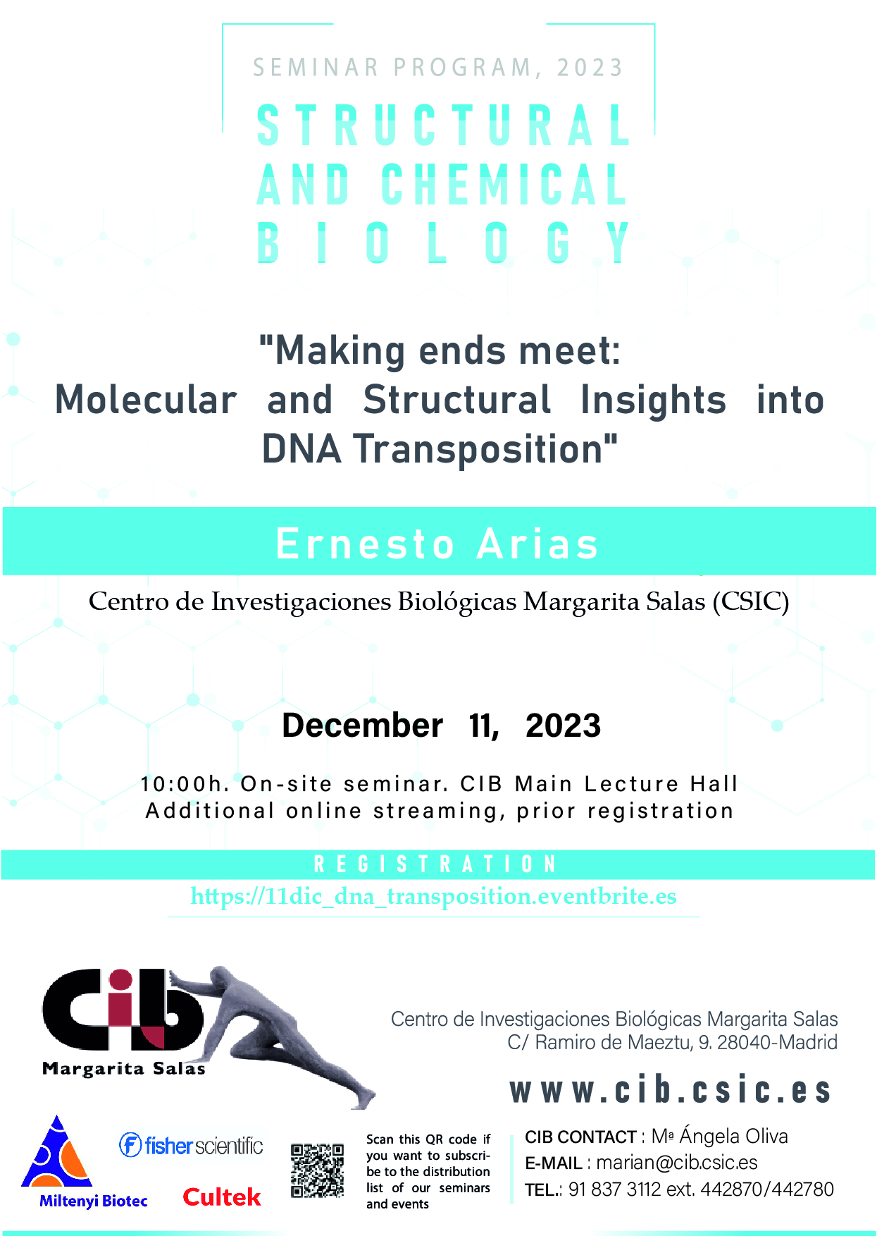 Cartel del seminario de Ernesto Arias que tendrá lugar el 11 de diciembre de 2023