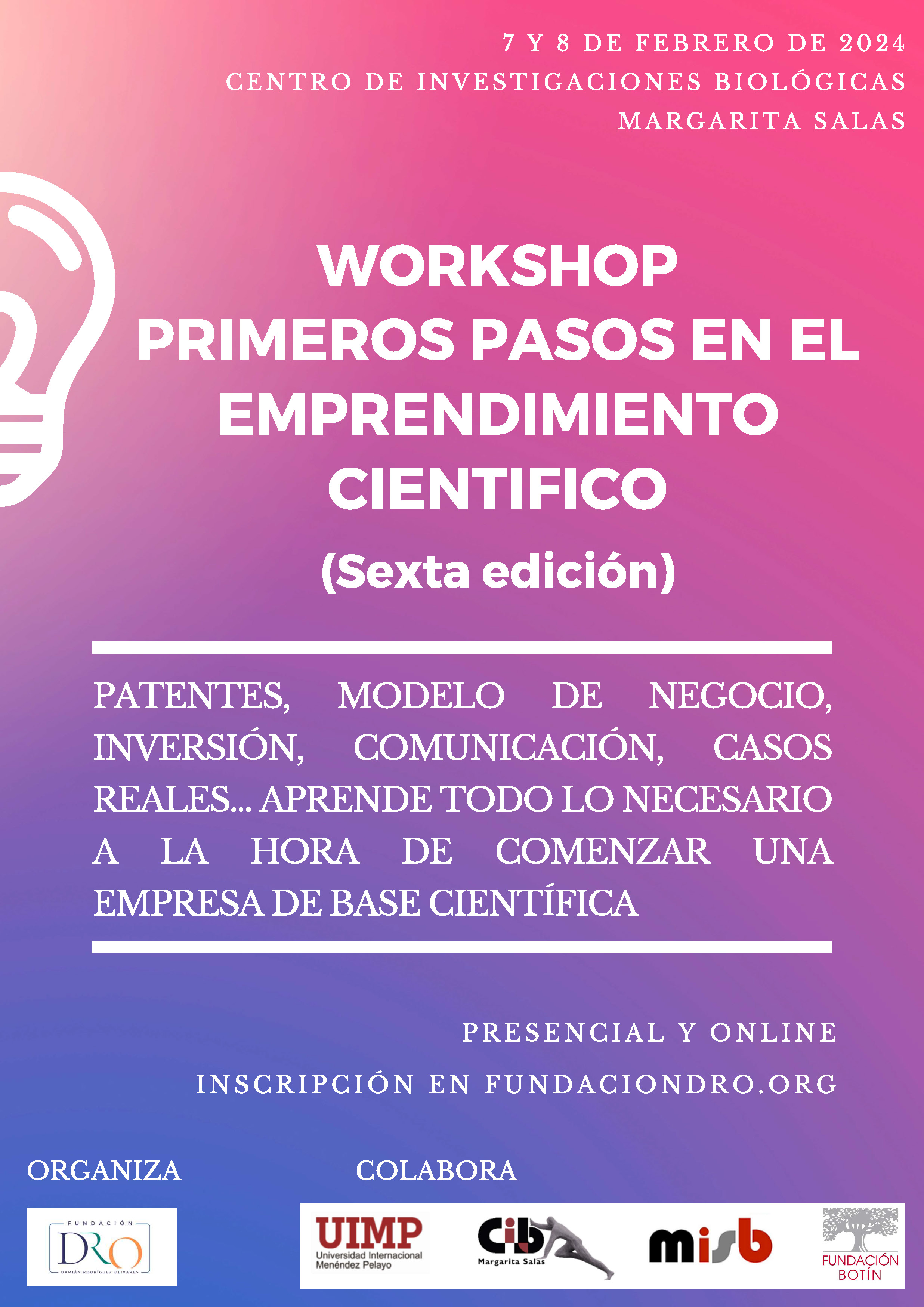 Cartel Primeros Pasos en el Emprendimiento Científico