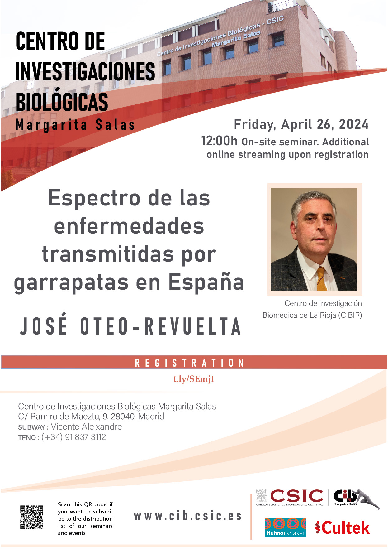 Cartel del seminario de José Oteo-Revuelta del 26 de abril de 2024