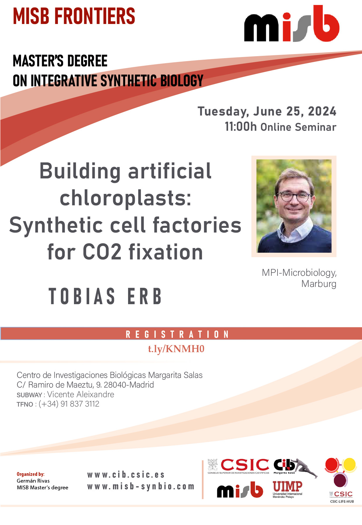 Cartel del seminario de Tobias Erb que tendrá lugar el 25 de junio de 2024