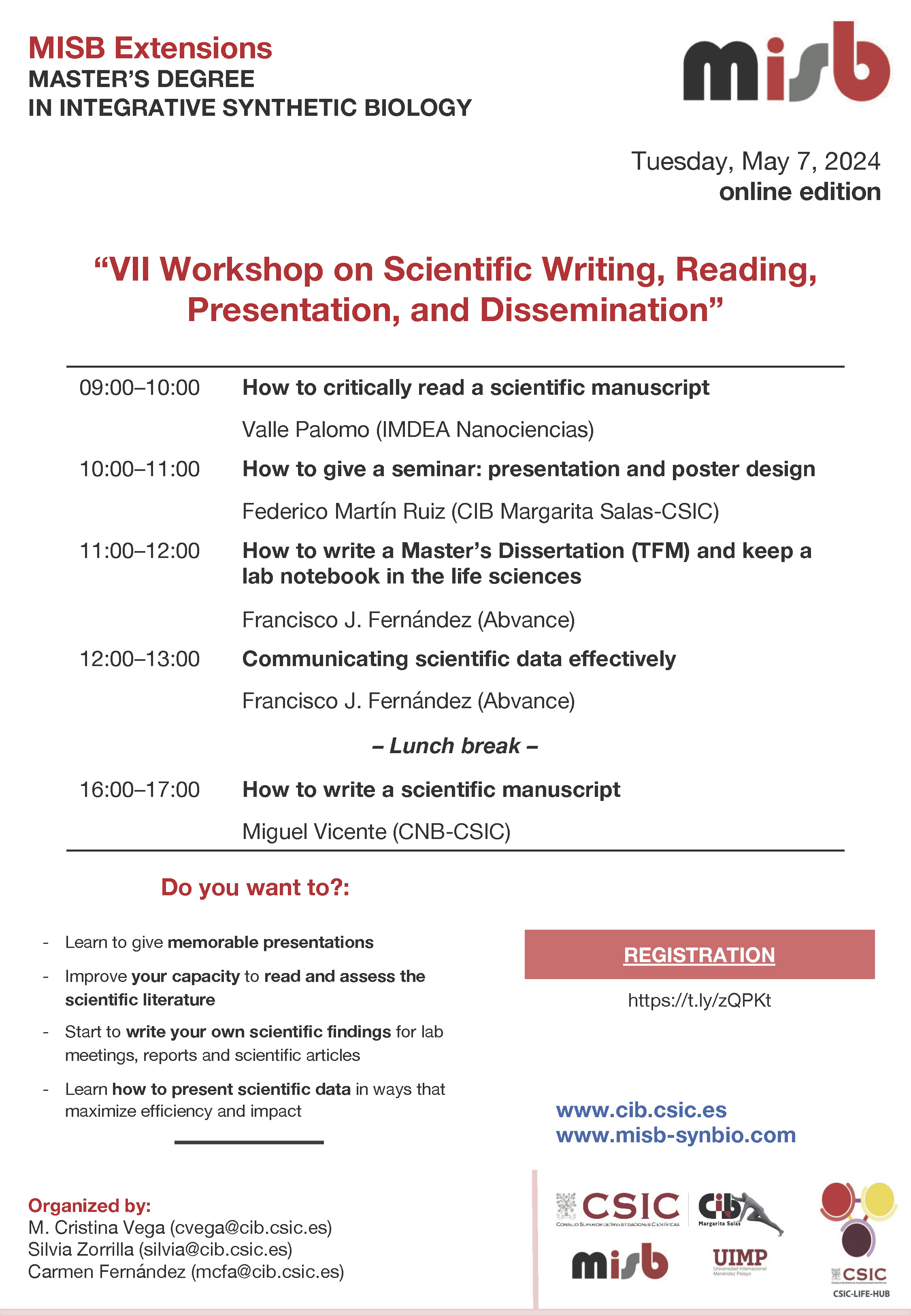 Cartel del Taller de Escritura del 7 de mayo de 2024