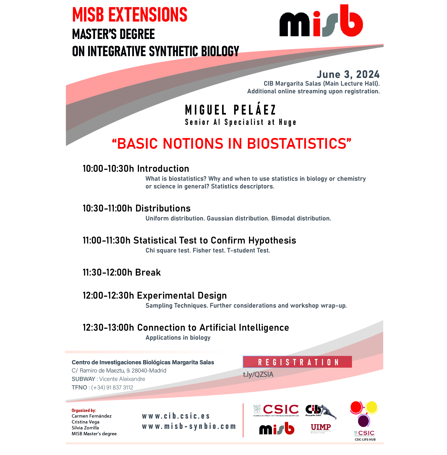 Taller del cartel del Taller de Bioestadística del 3 de junio de 2024