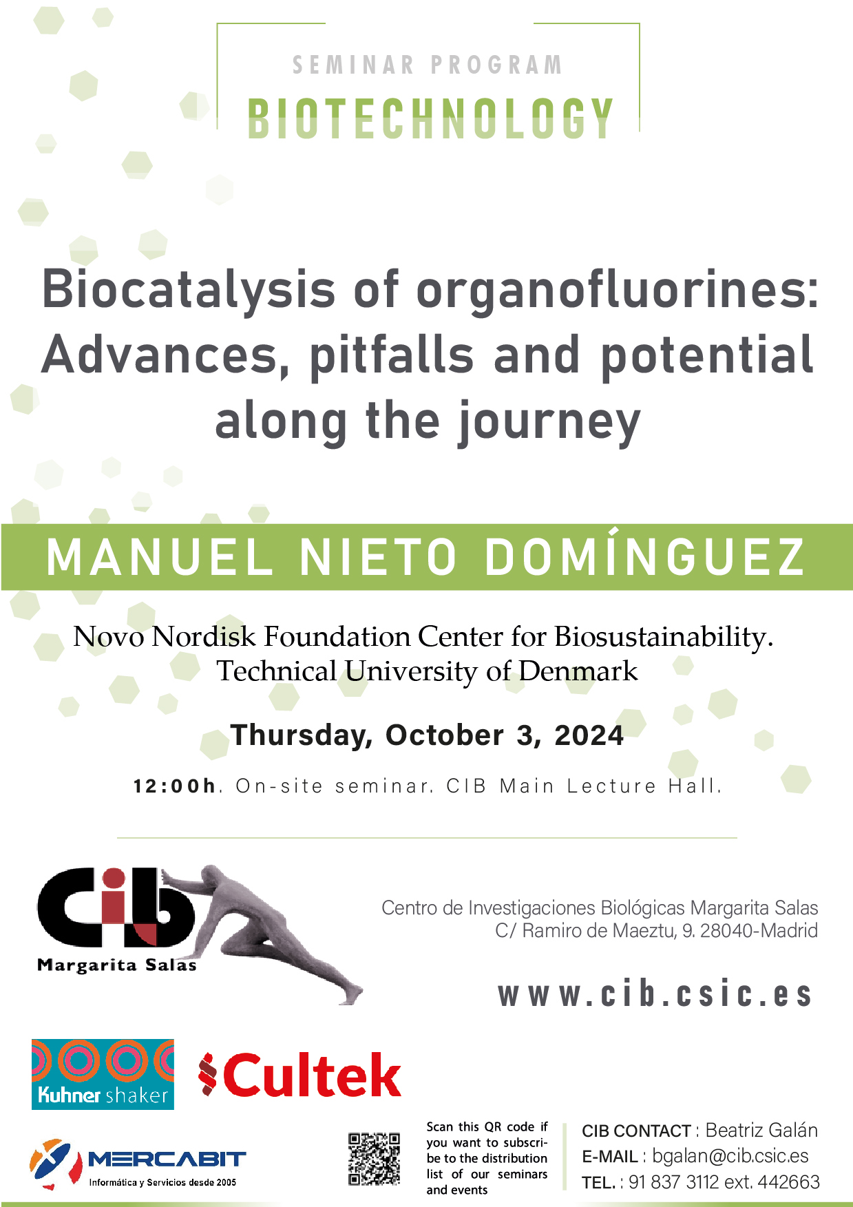 Cartel del seminario de Manuel Nieto del 3 de octubre de 2024