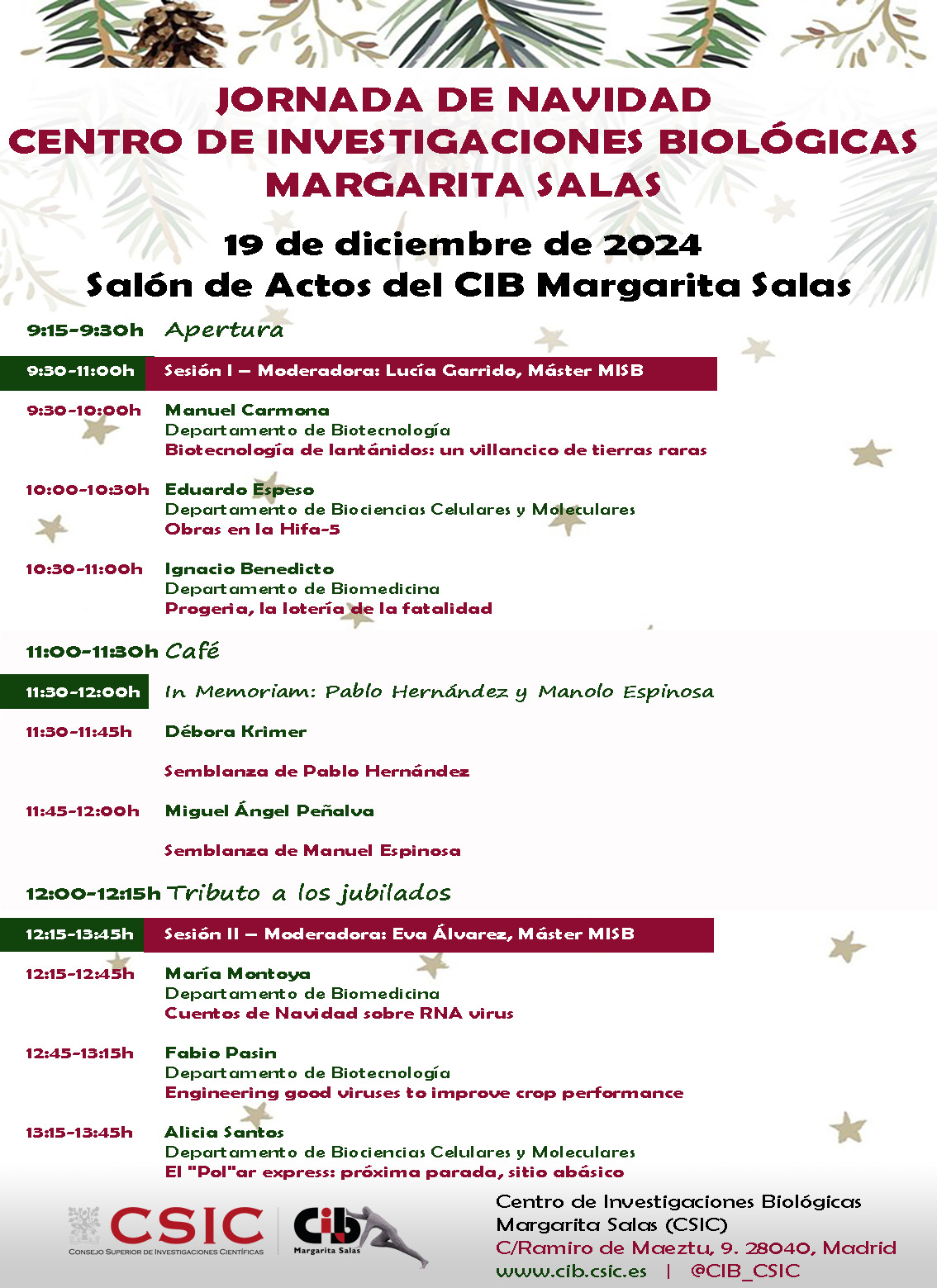Cartel de la Jornada de Navidad del 19 de diciembre de 2024