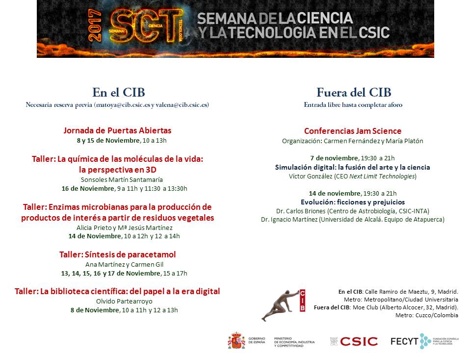 Events organized by CIB within the Semana de la Ciencia