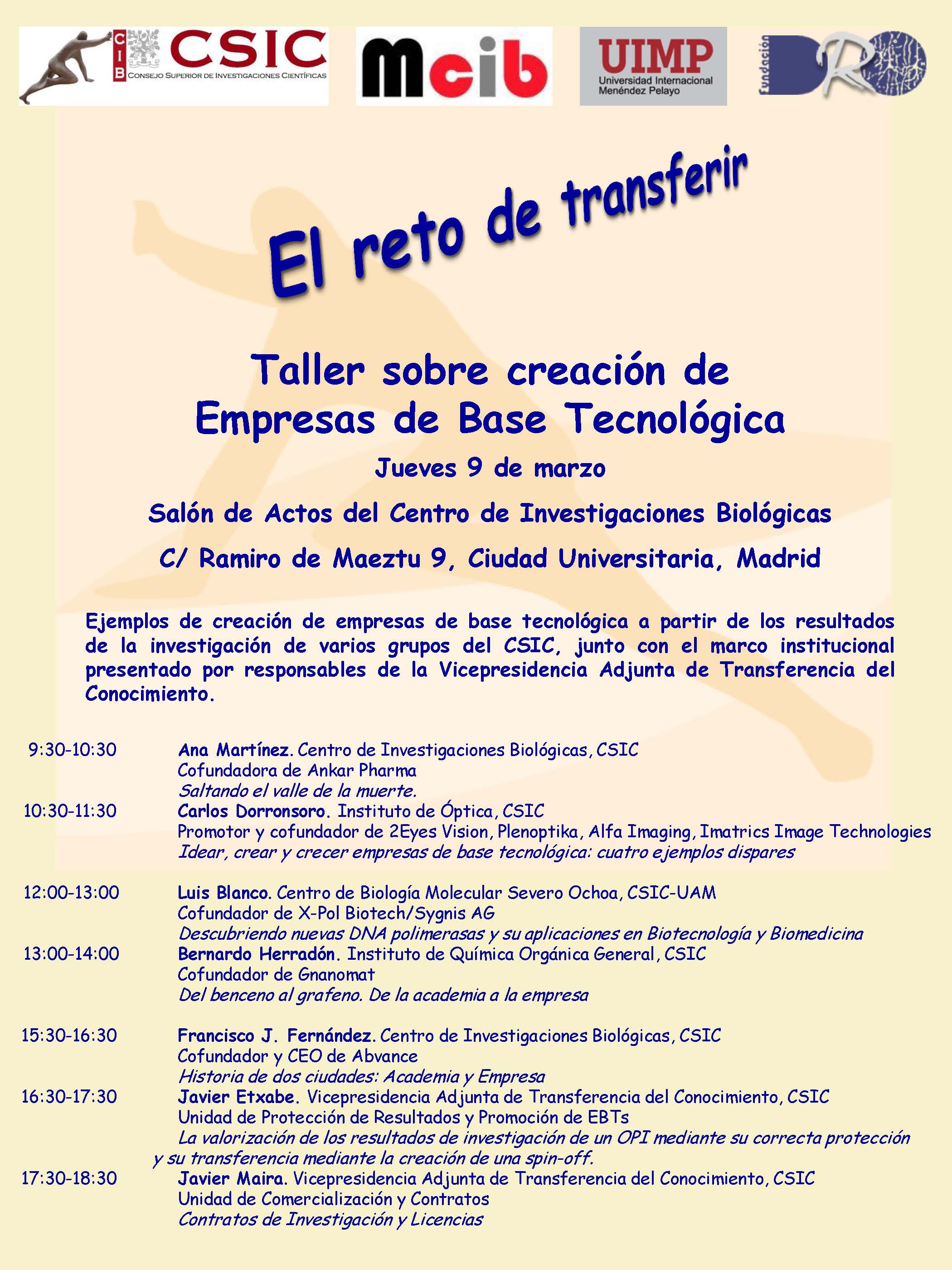 Programa del taller del 9 de marzo